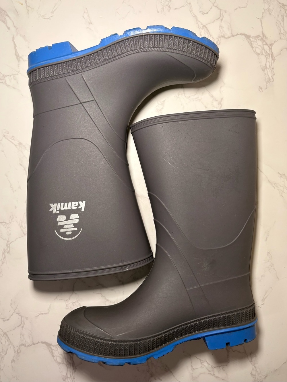 Kamik Kids Grey & Blue Waterproof Rubber Rain Boots Size 1
